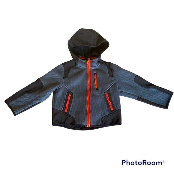 Weatherproof Boys Scuba Jacket Gray Lightweight Full Zip Pockets Hooded size 5/6 - Picture 1 of 13